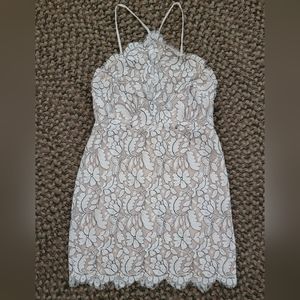 Lulu's Delicate Darling Ivory and Beige Bodycon dress Size Large